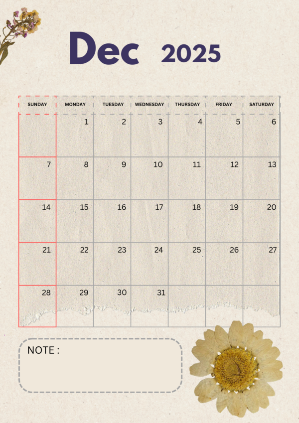 Beige Classic Aesthetic 2025 Year Calendar and Planner A4 - Image 13