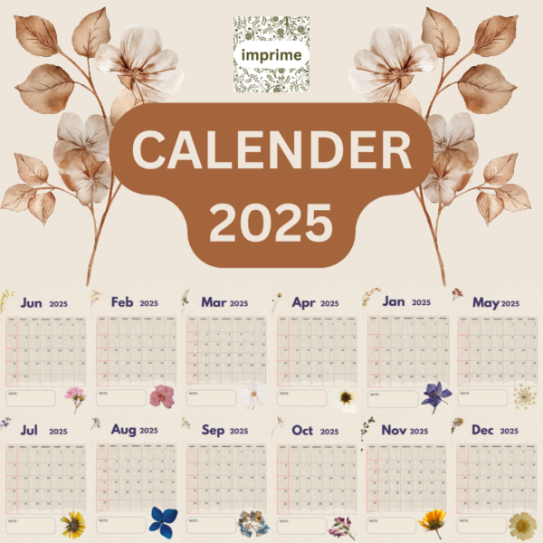 Beige Classic Aesthetic 2025 Year Calendar and Planner A4